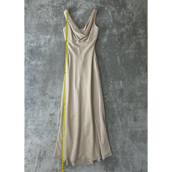 Vintage Betsy & Adam Evening Gown sz. 4 Formal Sheath Cowl Neck Tan Glitter USA - Picture 8 of 14
